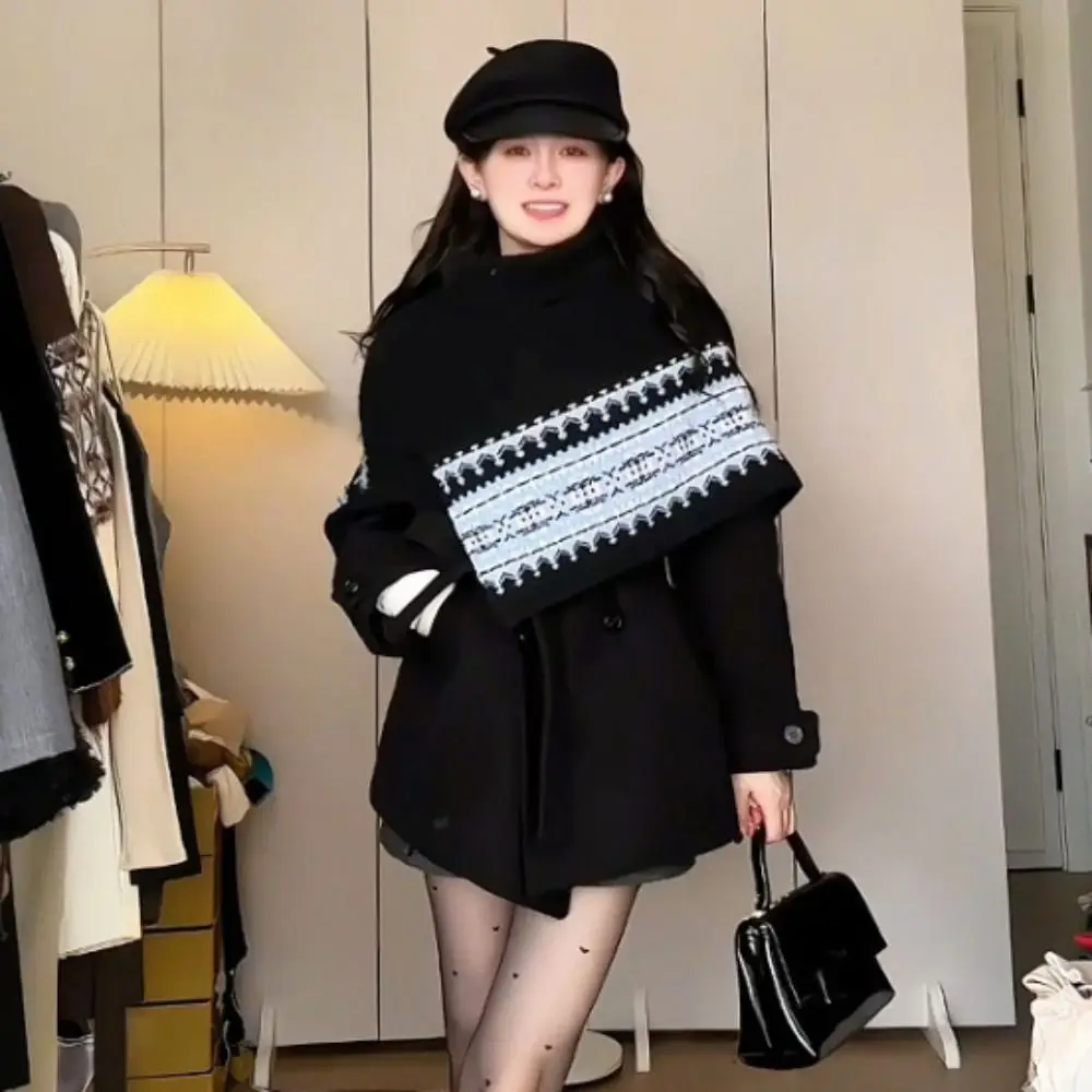 Вязаная шаль в стиле Fair Isle, теплая накидка с асимметричным вырезом, женская зимняя шаль-кейп, аксессуар для одежды
Вязаная шаль в стиле Fair Isle, теплая накидка с асимметричным вырезом, женская зимняя шаль-кейп, аксессуар для одежды