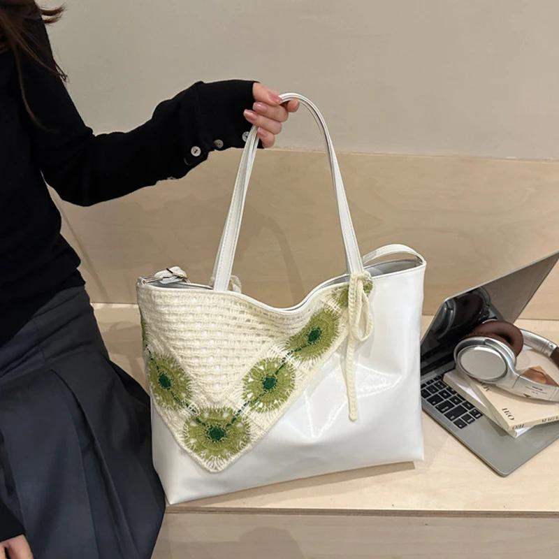 Hollow Out Weave Tote Bags for Women Autumn Rectangle Large Capacity Splicing Shoulder Bag Black PU Leather Versatile Handbag
Hollow Out Weave Tote Bags for Women Autumn Rectangle Large Capacity Splicing Shoulder Bag Black PU Leather Versatile Handbag