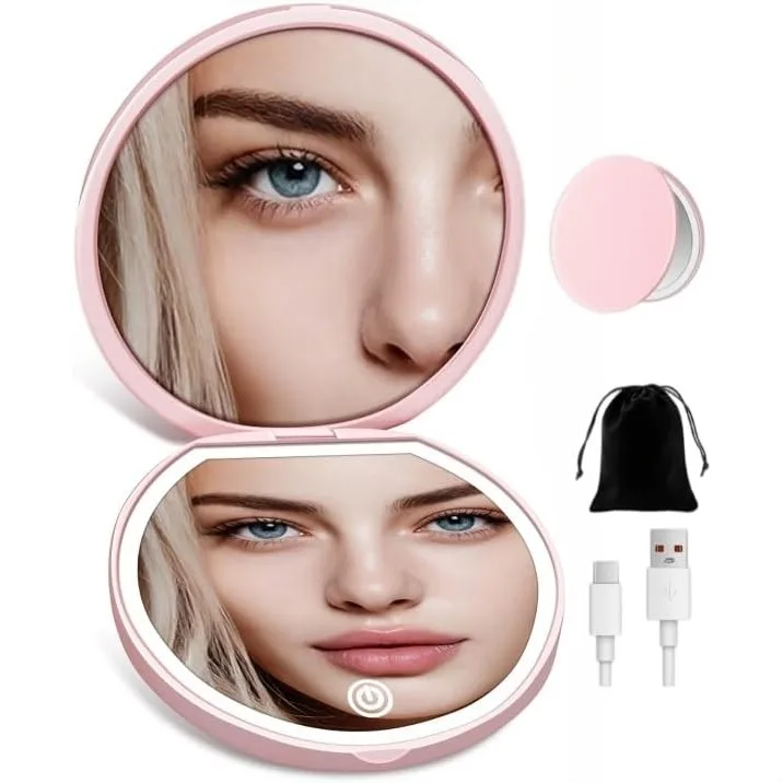 Compact Mirror with Light, 40X Magnifying Mirror with 3 Lighting Modes & Dimmable Brightness, Portable Travel Makeup Mirror for
Compact Mirror with Light, 40X Magnifying Mirror with 3 Lighting Modes & Dimmable Brightness, Portable Travel Makeup Mirror for