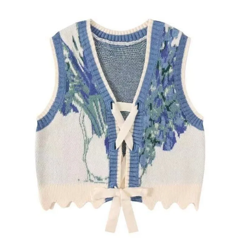 Vintage Harajuku Knit Vest Women Spring Autumn Jacquard V-neck Sweater Waistcoat Knitted Cardigan Sleeveless Lace-up Coats Tops
Vintage Harajuku Knit Vest Women Spring Autumn Jacquard V-neck Sweater Waistcoat Knitted Cardigan Sleeveless Lace-up Coats Tops