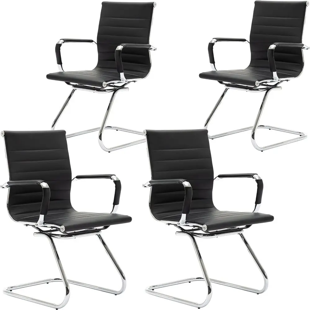 4-Pack Black Leatherette Sled Base Chairs for Waiting/Conference Rooms
4-Pack Black Leatherette Sled Base Chairs for Waiting/Conference Rooms