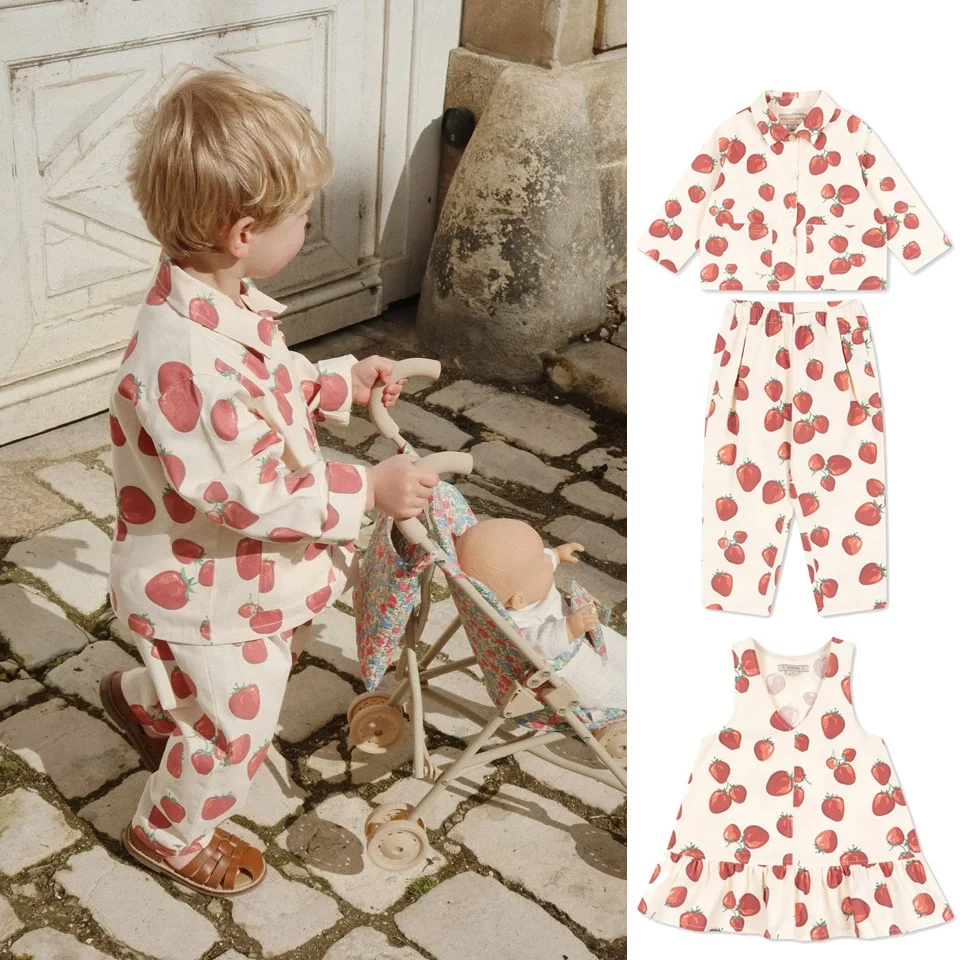 Summer New KS Strawberry Print Jacket, Casual Top & Long Pants Set with Vest Dress for Boys and Girls
Summer New KS Strawberry Print Jacket, Casual Top & Long Pants Set with Vest Dress for Boys and Girls