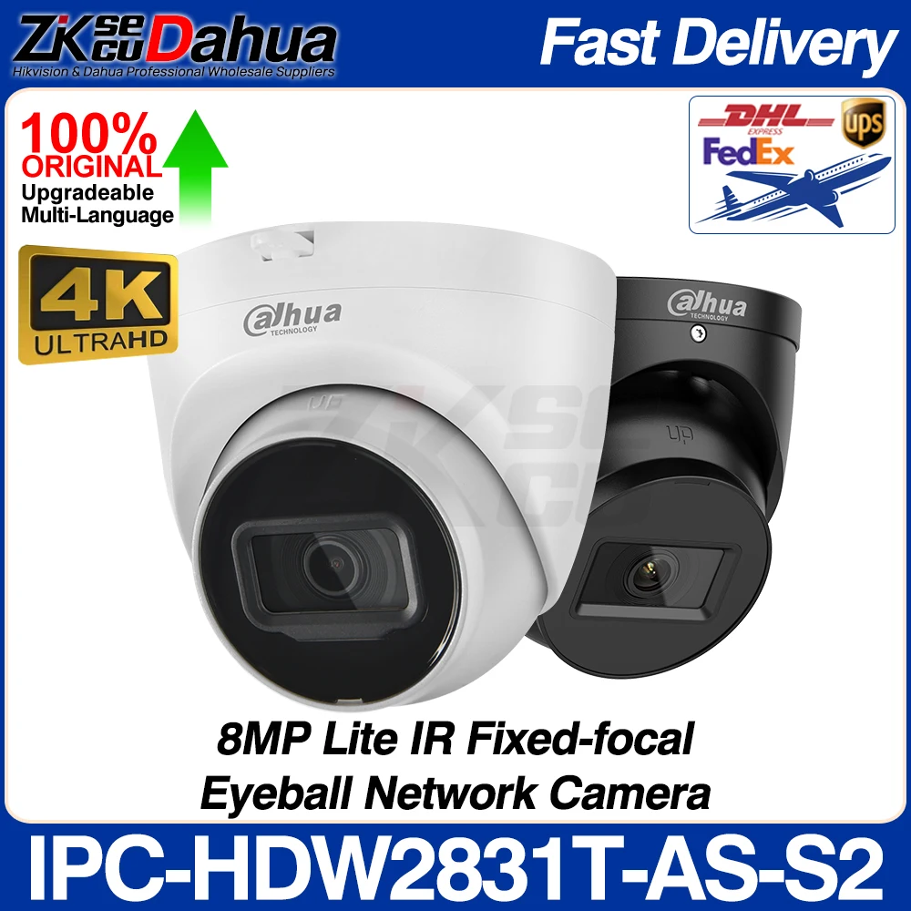 Dahua Original IPC-HDW2831T-AS-S2 8MP 4K Lite Eyeball Network IP Camera Intrusion Tripwire IR 30M built-in MIC SD Slot POE IP67
Dahua Original IPC-HDW2831T-AS-S2 8MP 4K Lite Eyeball Network IP Camera Intrusion Tripwire IR 30M built-in MIC SD Slot POE IP67