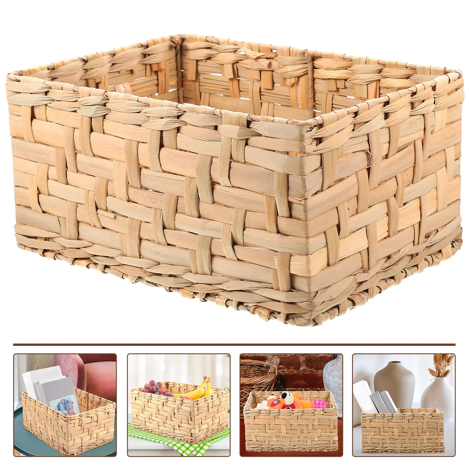 Handmade Woven Storage Basket Rectangular Natural Decorative Organizer for Living Room Kitchen Bathroom Shelf
Handmade Woven Storage Basket Rectangular Natural Decorative Organizer for Living Room Kitchen Bathroom Shelf