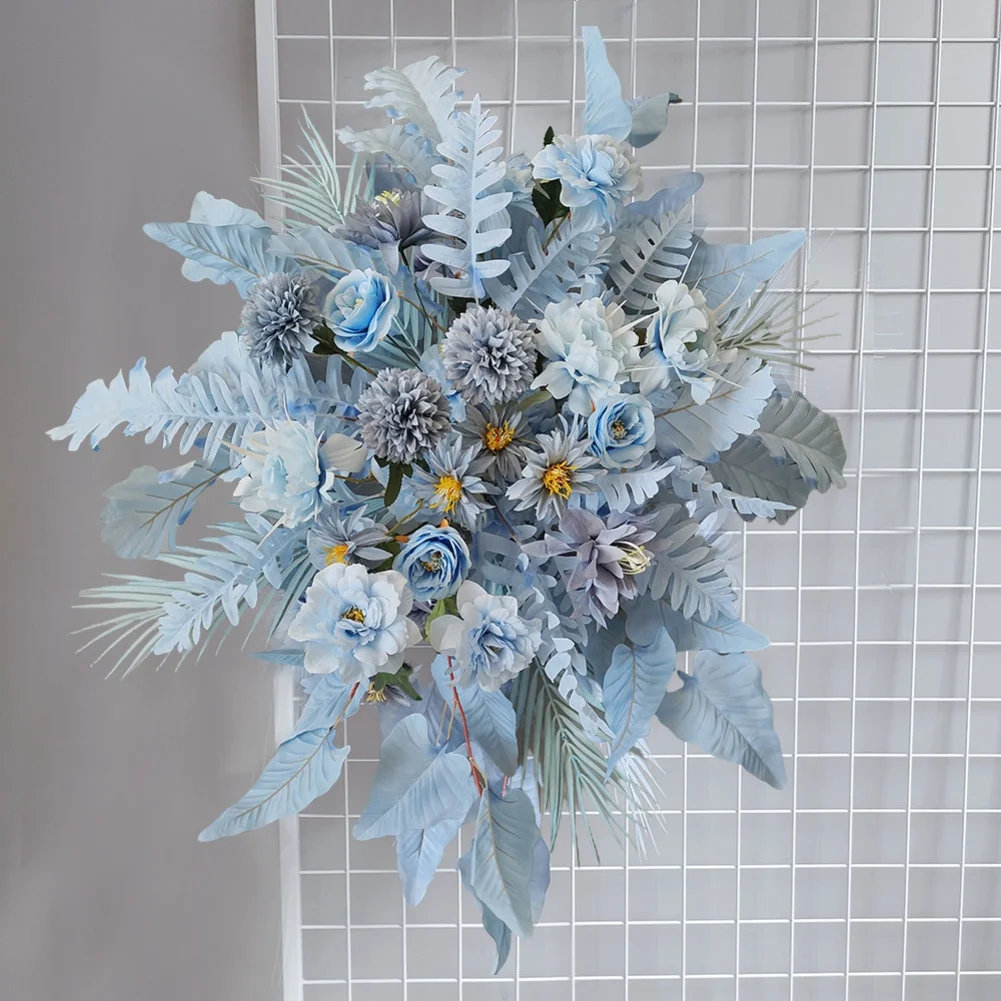 Faux floral wedding decorative flower arrangement in white pink yellow and blue colors size 100 by 70 cm for event ambiance
Faux floral wedding decorative flower arrangement in white pink yellow and blue colors size 100 by 70 cm for event ambiance