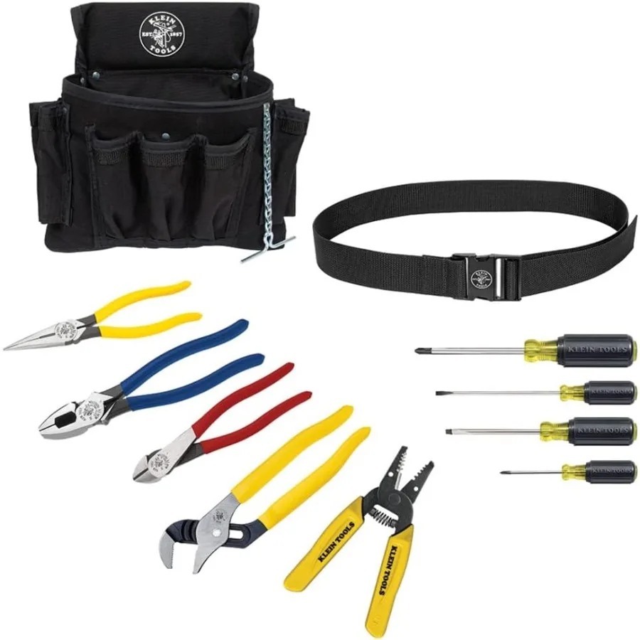 92911 Tool Kit Apprentice Tool Set 4 Pliers Wire Stripper and Cutter 4 Screwdrivers Belt and Pouch 11-Piece
92911 Tool Kit Apprentice Tool Set 4 Pliers Wire Stripper and Cutter 4 Screwdrivers Belt and Pouch 11-Piece
