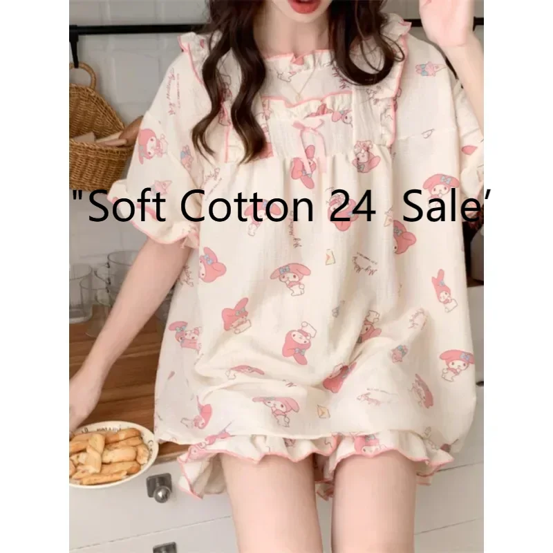 Summer new cartoon Melody pajama set, sweet and cute casual loungewear, Sanrio cartoon pajama set, women's pajama set
Summer new cartoon Melody pajama set, sweet and cute casual loungewear, Sanrio cartoon pajama set, women's pajama set