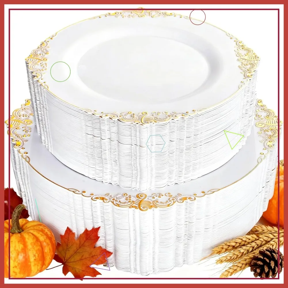 102PCS White and Gold Disposable Plates: 51PCS 7.5inch Dessert, 51PCS 10.25inch Dinner for Christmas Parties
102PCS White and Gold Disposable Plates: 51PCS 7.5inch Dessert, 51PCS 10.25inch Dinner for Christmas Parties