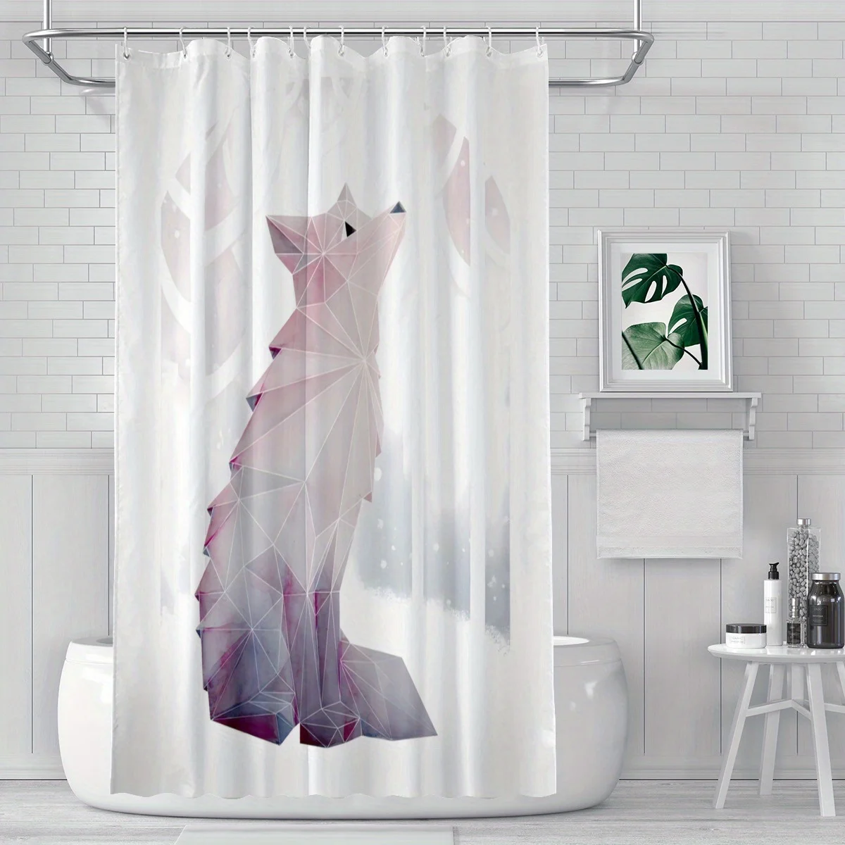 Snow fox shower curtain polygonal geometric wolf-shaped soft powder to purple gradient minimalist bathroom decoration
Snow fox shower curtain polygonal geometric wolf-shaped soft powder to purple gradient minimalist bathroom decoration