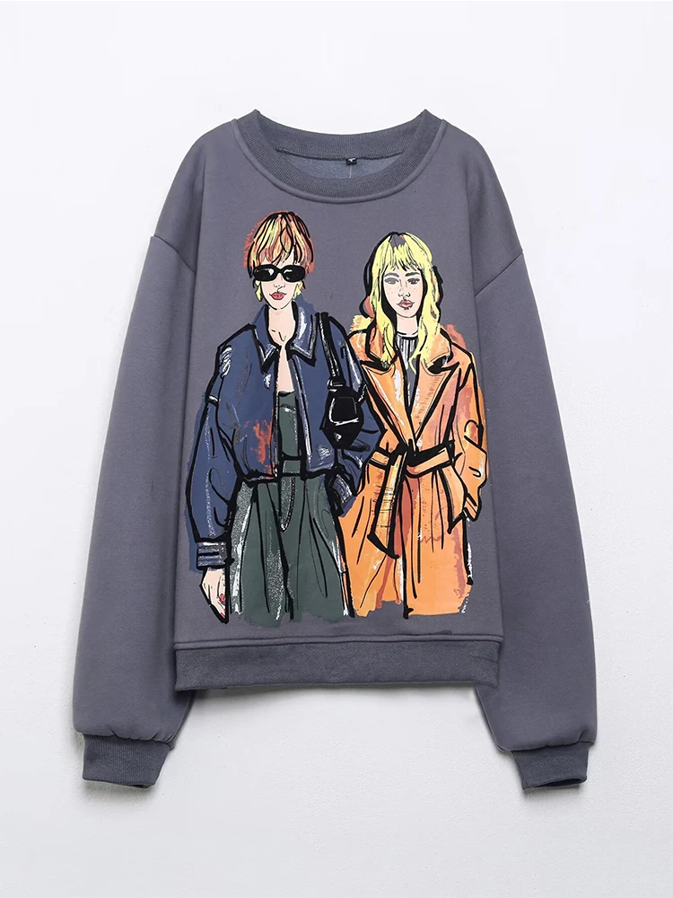 New Women O Neck Long Sleeve Gray Sweatshirt Cool Girl Print Female Autumn Winter Casual Pullover Loose Tops
New Women O Neck Long Sleeve Gray Sweatshirt Cool Girl Print Female Autumn Winter Casual Pullover Loose Tops