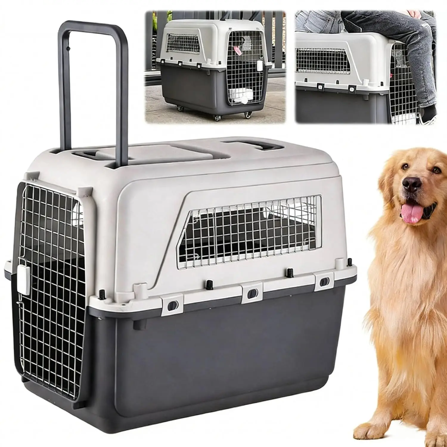 Large Travel Dog Crate Airline Approved, Hard-Sided Pet Kennel with Removable Wheels, for Large Dogs Car SUV Truck,, Custom
Large Travel Dog Crate Airline Approved, Hard-Sided Pet Kennel with Removable Wheels, for Large Dogs Car SUV Truck,, Custom