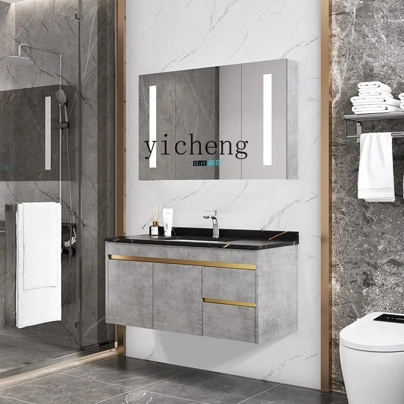 TQH bathroom cabinet rock slab Nordic light luxury bathroom mirror cabinet combination face wash sink sink
TQH bathroom cabinet rock slab Nordic light luxury bathroom mirror cabinet combination face wash sink sink