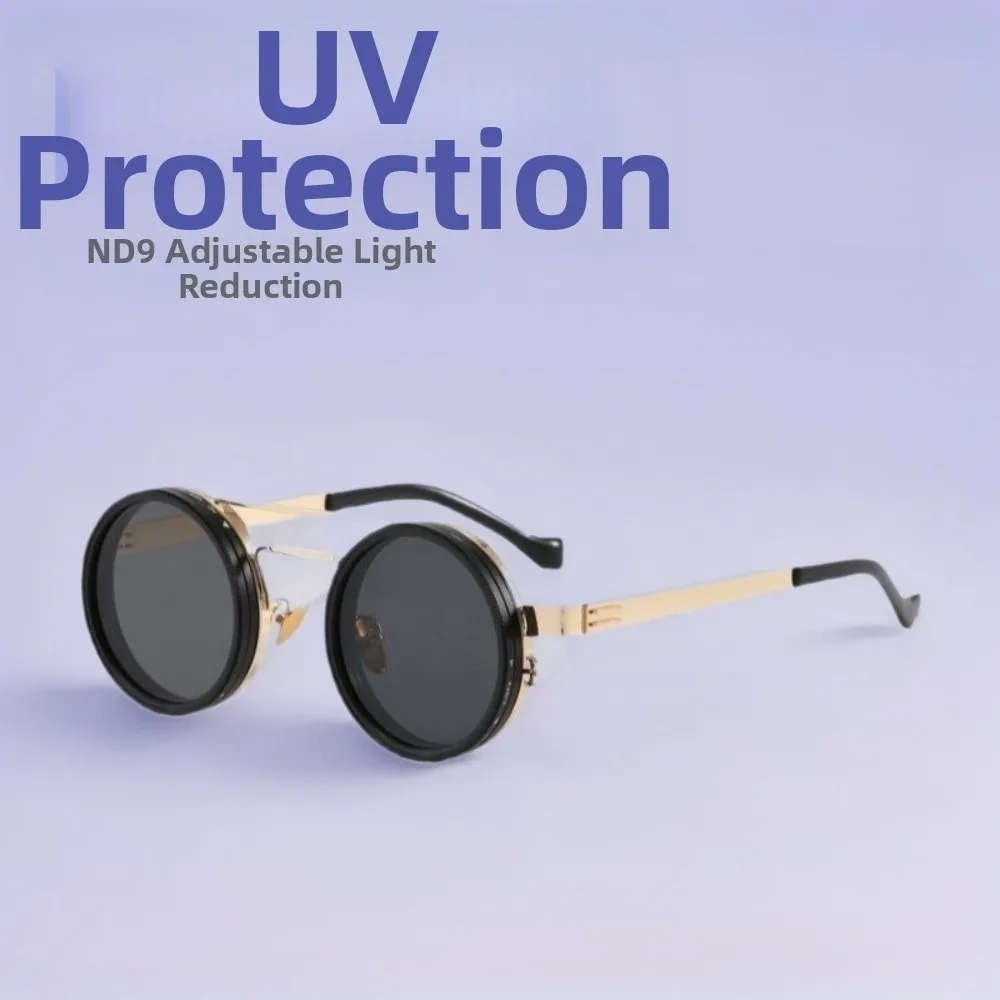 ND9 Anti-UV Sunglasses 9 Level Dimming Round Adjustable Dimming Glasses Retro Punk Style Outdoor Eyewear Outdoor Activities
ND9 Anti-UV Sunglasses 9 Level Dimming Round Adjustable Dimming Glasses Retro Punk Style Outdoor Eyewear Outdoor Activities