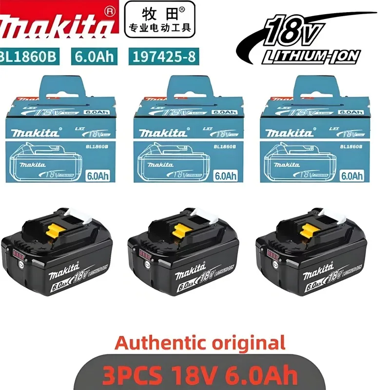 Оригинальная аккумуляторная батарея Makita 18В 6.0Ач, мощная, долговечная, с зарядным устройством и электрической дрелью, для электроинструментов Makita.
Оригинальная аккумуляторная батарея Makita 18В 6.0Ач, мощная, долговечная, с зарядным устройством и электрической дрелью, для электроинструментов Makita.