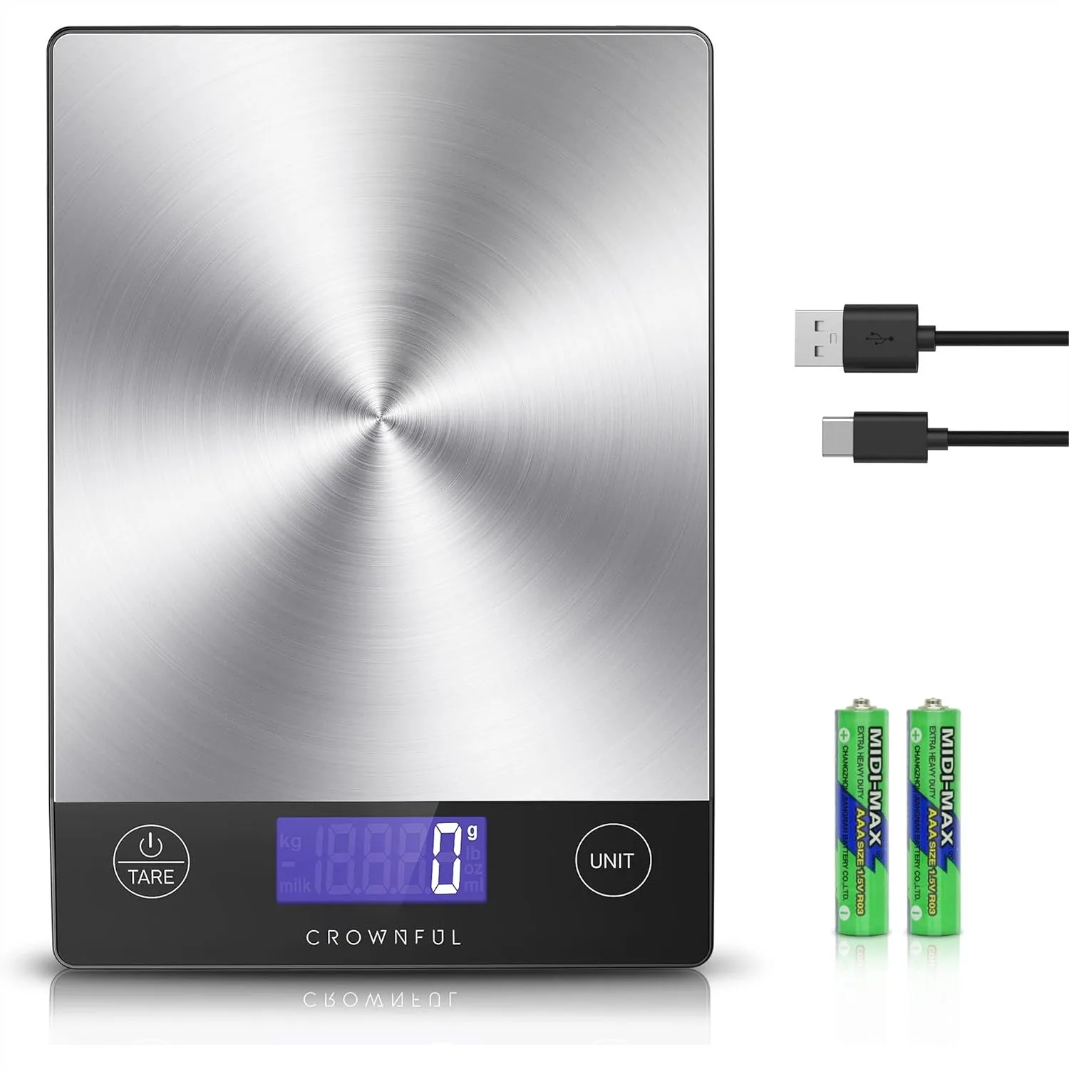 Digital Kitchen Scale 33lb Rechargeable 304 Stainless Steel With LCD Display Type-C Charging For Meal Prep Baking And Cooking
Digital Kitchen Scale 33lb Rechargeable 304 Stainless Steel With LCD Display Type-C Charging For Meal Prep Baking And Cooking
