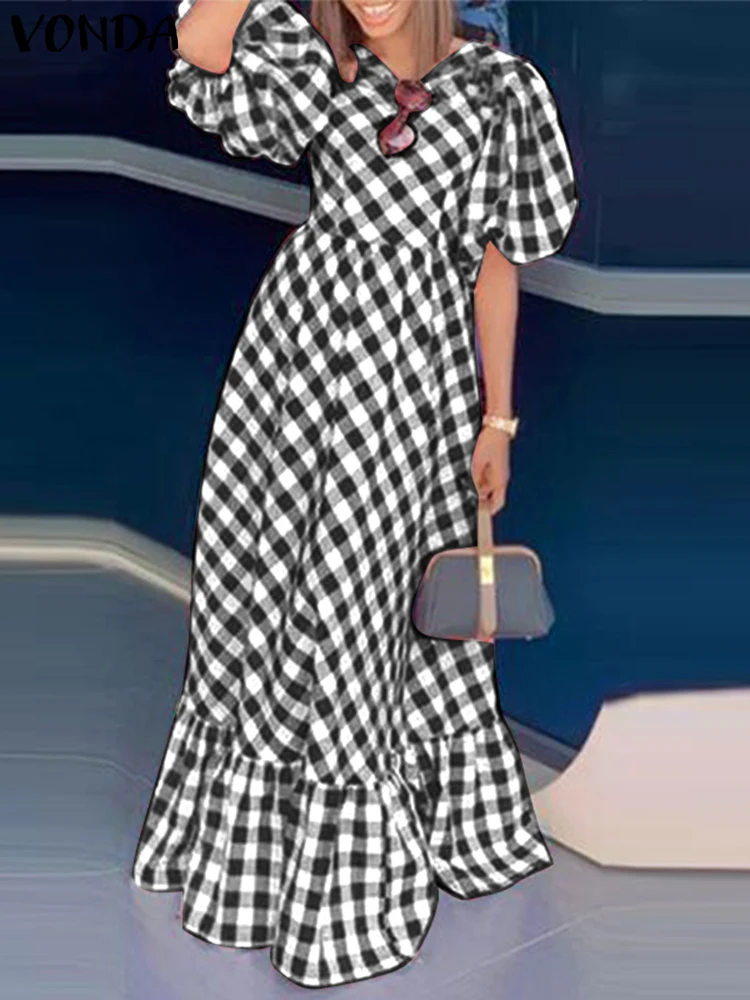 VONDA Women Plaid Printing Dress 2025 Summer Sundress Holiday Bohemian Puff Sleeve Ruffled Party Vestidos Casual Loose Robe
VONDA Women Plaid Printing Dress 2025 Summer Sundress Holiday Bohemian Puff Sleeve Ruffled Party Vestidos Casual Loose Robe