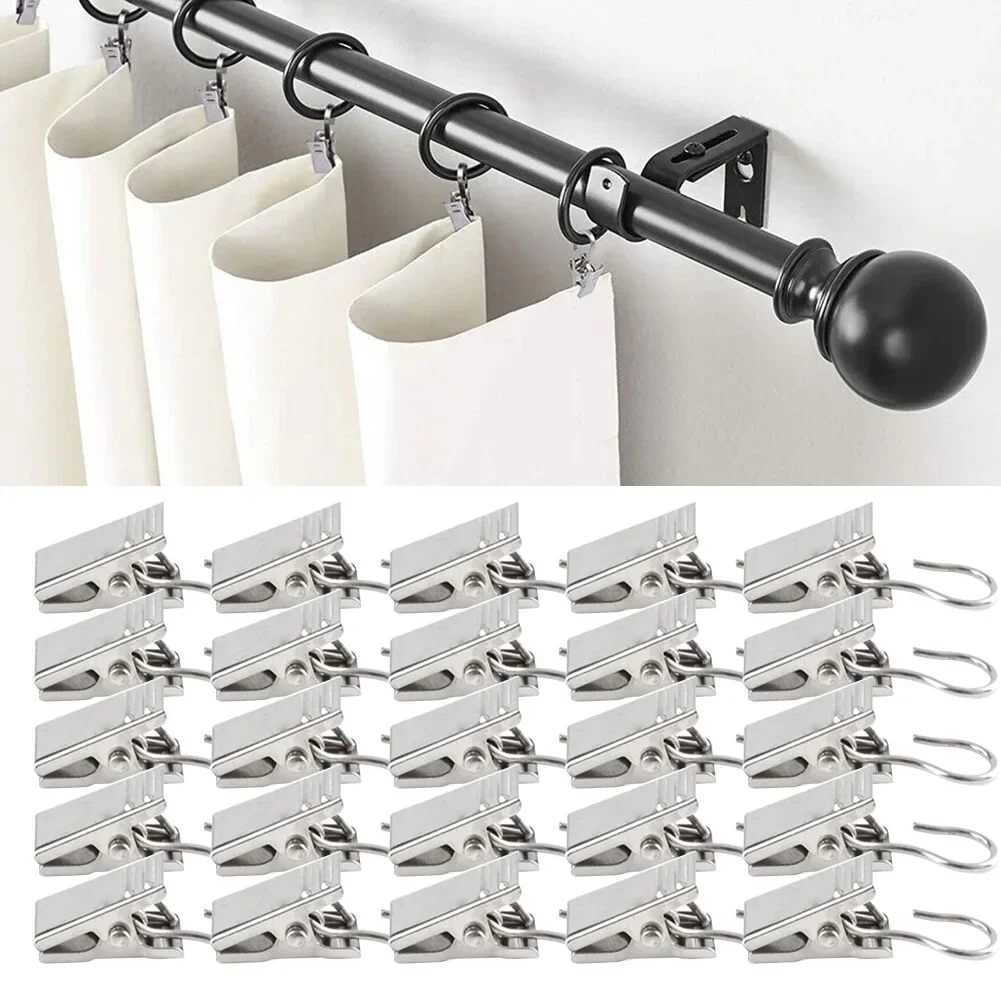 20/50/100pcs Curtain Clips Hook Stainless Steel Hooks Bathrrom Curtain Rod Clips Holder For Living Room Bedroom Home Decoration
20/50/100pcs Curtain Clips Hook Stainless Steel Hooks Bathrrom Curtain Rod Clips Holder For Living Room Bedroom Home Decoration
