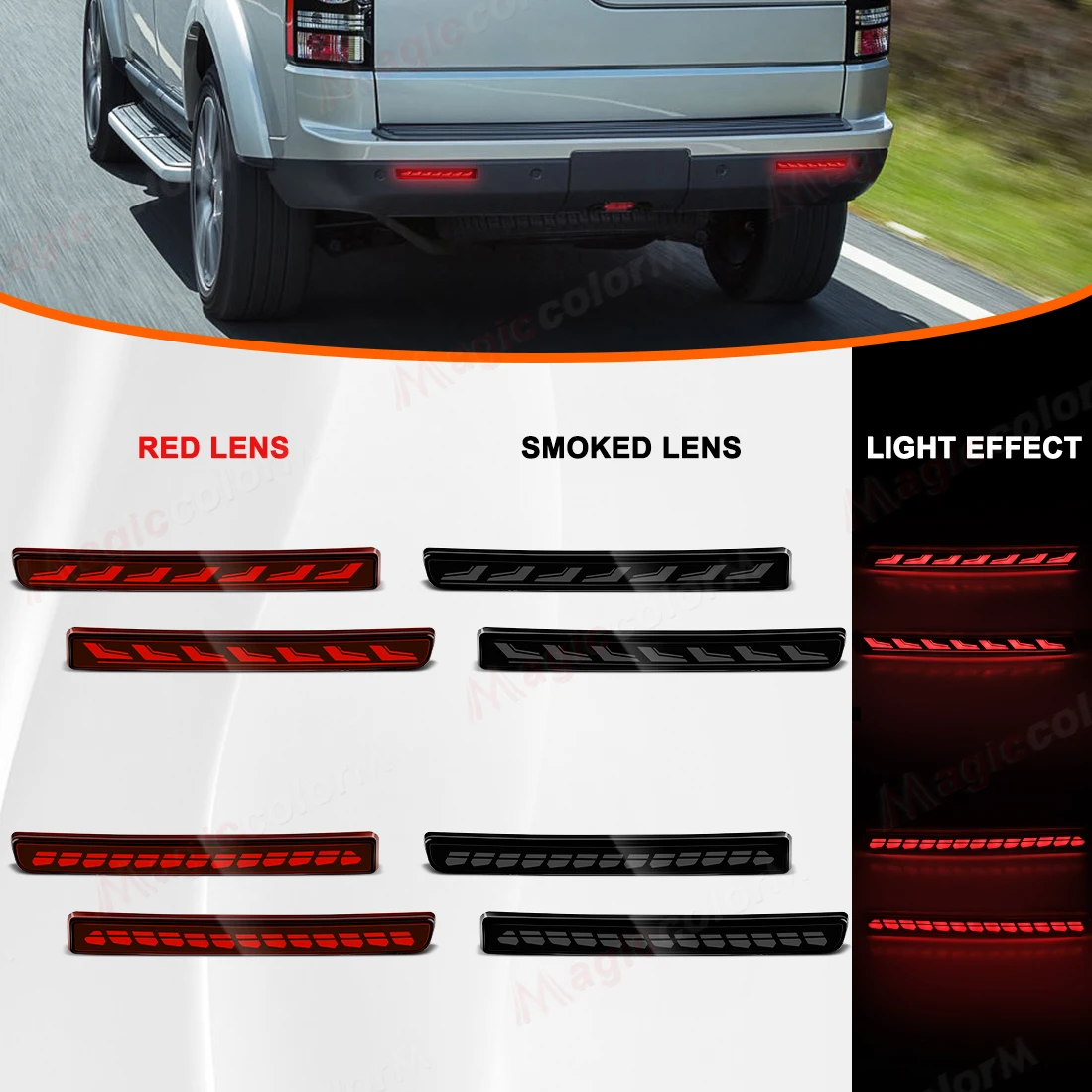 Для Land Rover Discovery 3 LR3, Discovery 4 LR4, Sport: задние бамперные фонари-отражатели, динамические указатели поворота, стоп-сигналы
Для Land Rover Discovery 3 LR3, Discovery 4 LR4, Sport: задние бамперные фонари-отражатели, динамические указатели поворота, стоп-сигналы