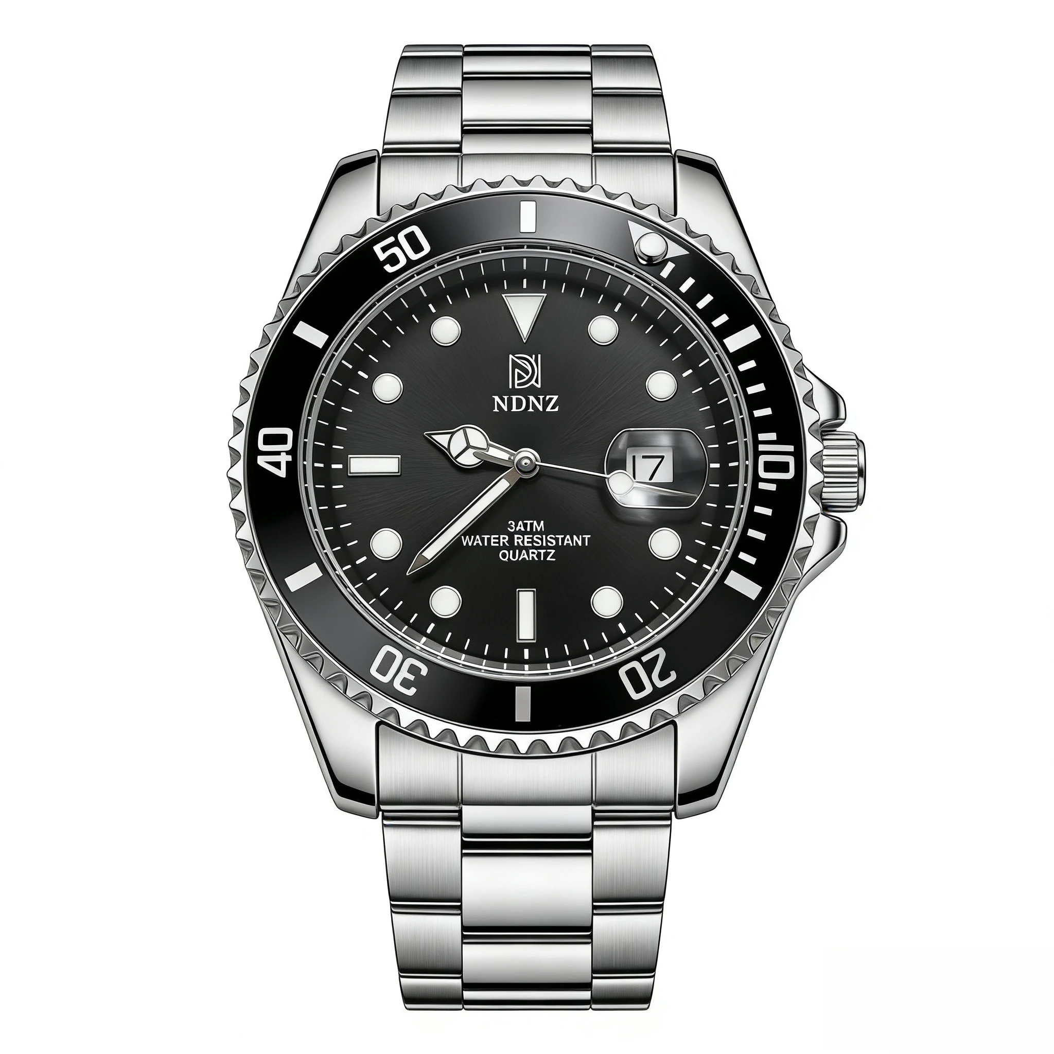 NDNZ Men's Quartz Watch, 3ATM Water Resistant, Stainless Steel Band, Rotating Bezel, Classic Diver Style Wristwatch with Date
NDNZ Men's Quartz Watch, 3ATM Water Resistant, Stainless Steel Band, Rotating Bezel, Classic Diver Style Wristwatch with Date