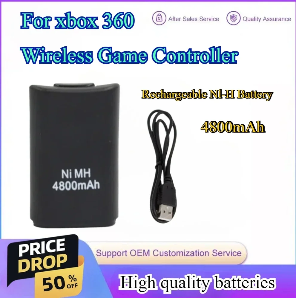 New 4800mAh Rechargeable NI-MH Battery Pack Black for Xbox 360 Wireless Game Controller Gamepads with USB Charging Cable
New 4800mAh Rechargeable NI-MH Battery Pack Black for Xbox 360 Wireless Game Controller Gamepads with USB Charging Cable