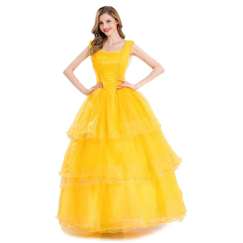 Halloween Cosplay Adult Princess Belle Costume Adult Women Princess Party Ball Gown Flower Women Yellow Dress
Halloween Cosplay Adult Princess Belle Costume Adult Women Princess Party Ball Gown Flower Women Yellow Dress