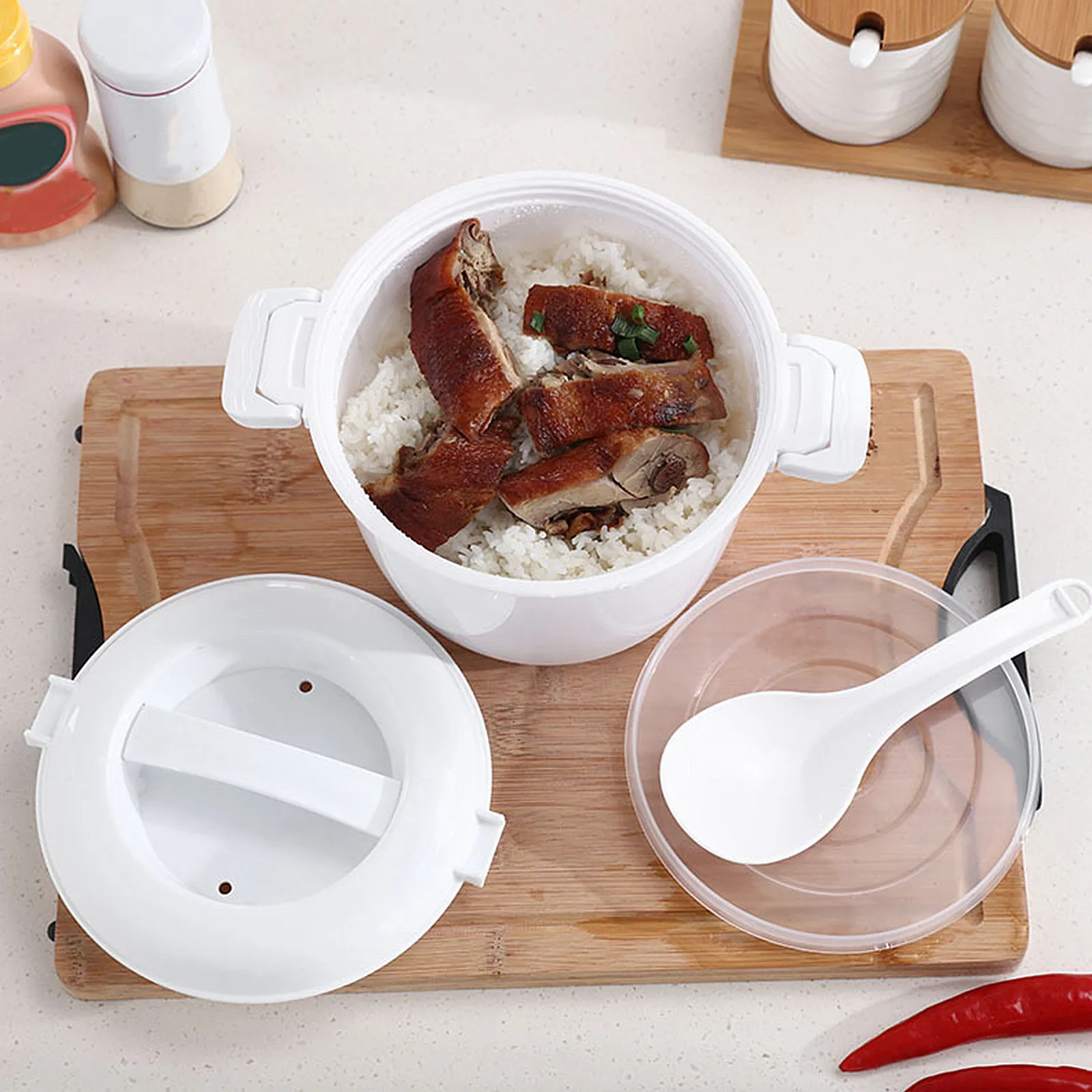 Microwave Plastic Rice Cooker Smallmicrowave Mini Microwavable Crooker Maker Steamer Household Rice Cooker Kitchen Accessory