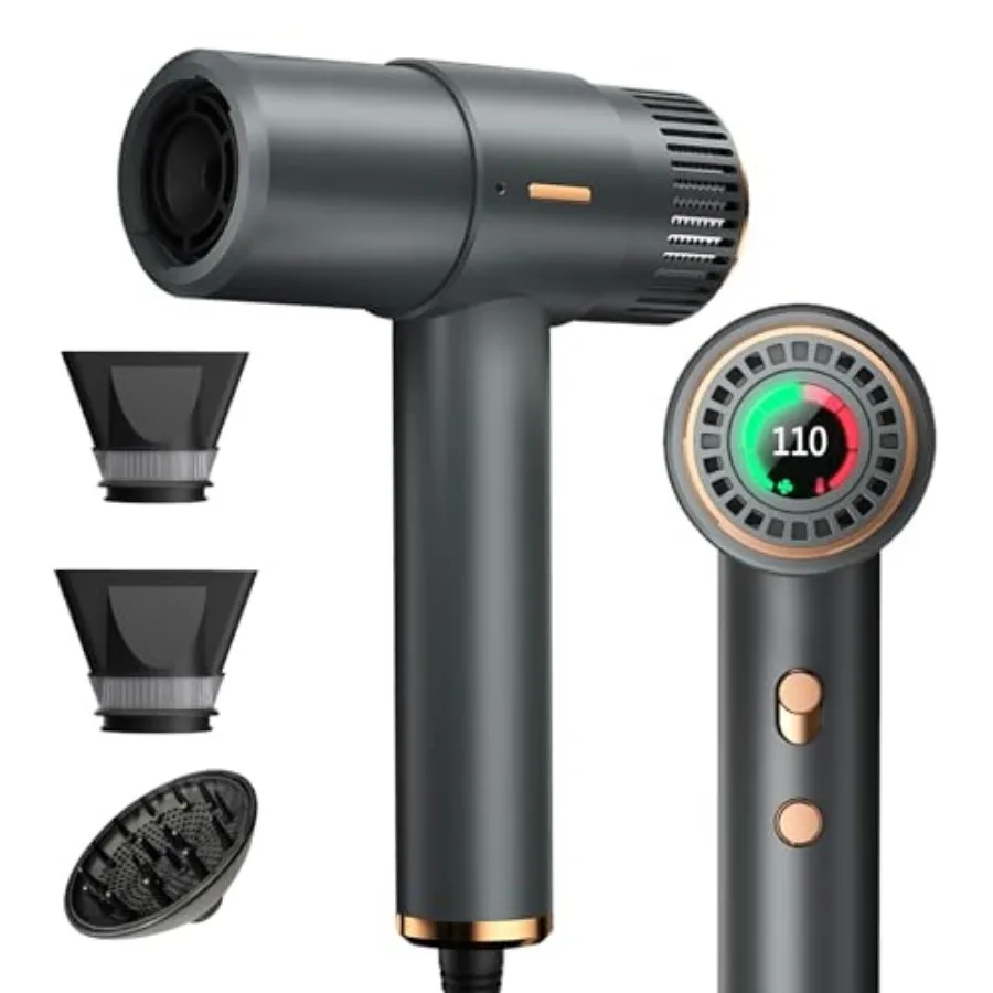 Hair Dryer, 110, 000RPM High Speed Blow Dryer, 200 Millions Ionic Hairdryer with HD Display, 2000W Professional Hair Dryers wit
Hair Dryer, 110, 000RPM High Speed Blow Dryer, 200 Millions Ionic Hairdryer with HD Display, 2000W Professional Hair Dryers wit