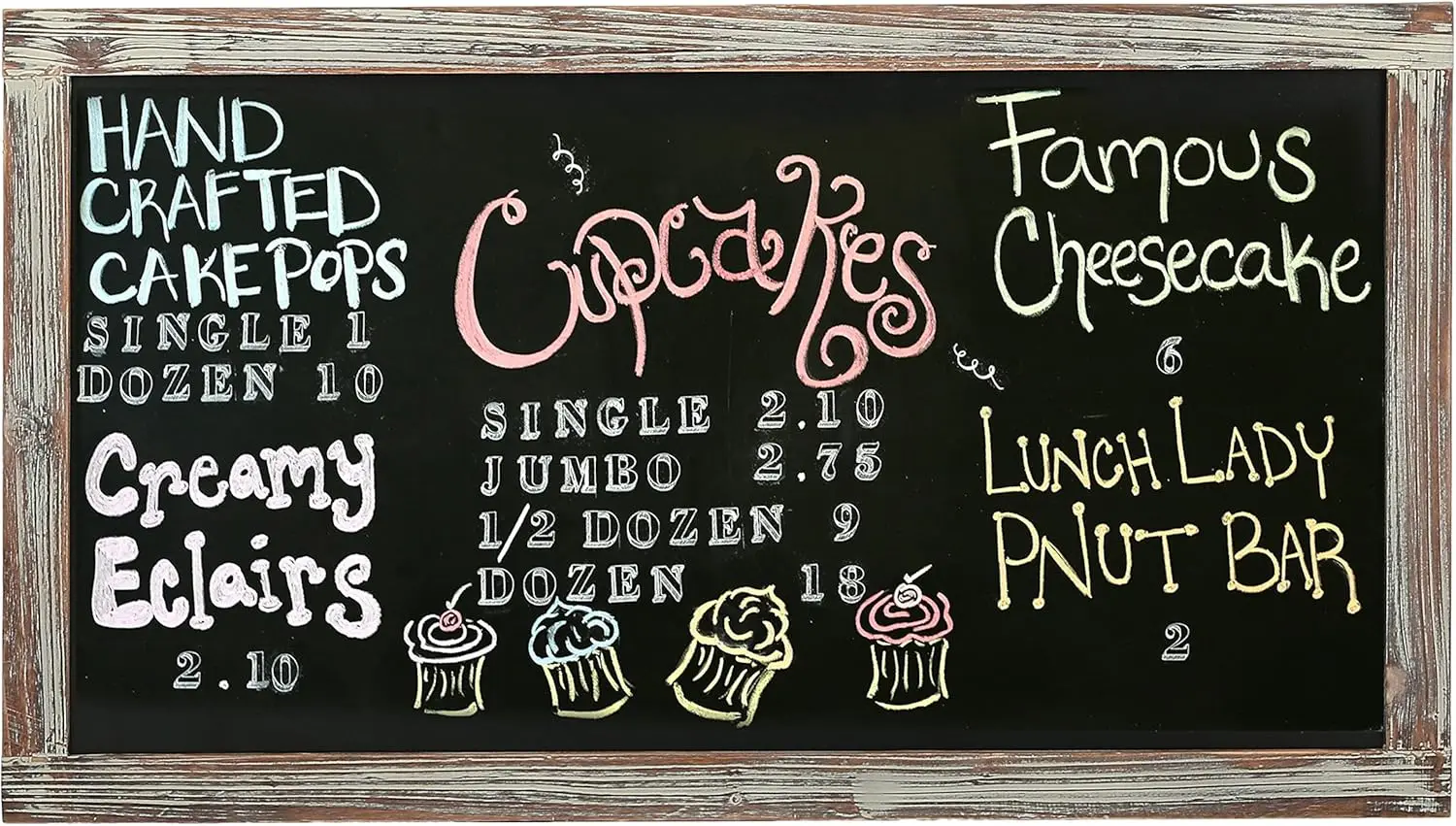 35-Inch Wall-Mounted Chalkboard Sign, Erasable Message Board with Torched Wood Frame for Vertical/Horizontal Hanging
35-Inch Wall-Mounted Chalkboard Sign, Erasable Message Board with Torched Wood Frame for Vertical/Horizontal Hanging