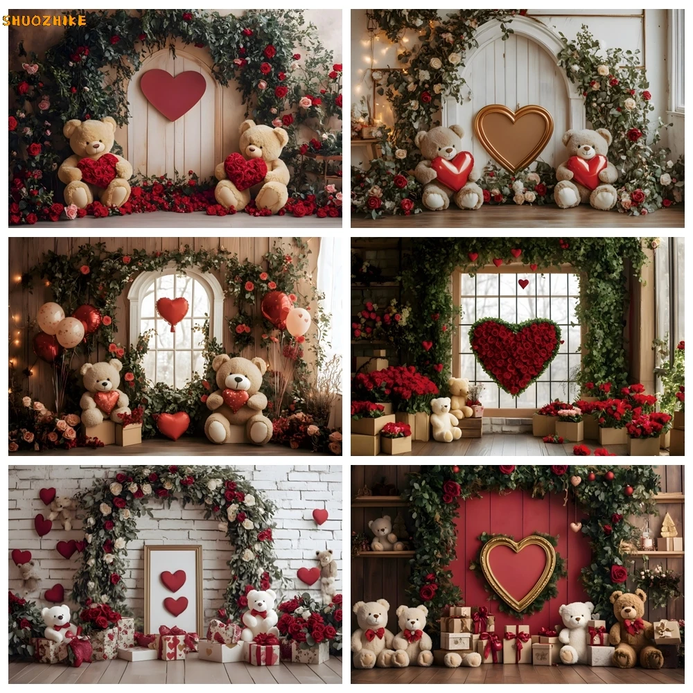 Valentine’s Day Backdrop Toy Bear Window Flower Love Heart Balloon Red Rose Wedding Party Mother's Day Photography Background
Valentine’s Day Backdrop Toy Bear Window Flower Love Heart Balloon Red Rose Wedding Party Mother's Day Photography Background