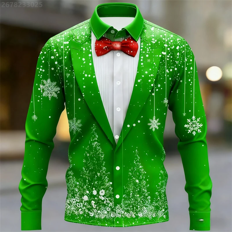 Красные рождественские рубашки для мужчин, снежинка, галстук-бабочка, рождественская рубашка с длинным рукавом, модная праздничная подарочная рубашка, мужская одежда большого размера
Красные рождественские рубашки для мужчин, снежинка, галстук-бабочка, рождественская рубашка с длинным рукавом, модная праздничная подарочная рубашка, мужская одежда большого размера