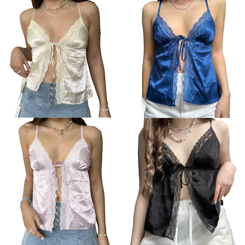 Y2K Satin Lace Crop Top Elegant Vintage Cute Crop Top Bow Tie-up Sweet Mini Vest Women Chic Party Sweats Summer Tank Tops
Y2K Satin Lace Crop Top Elegant Vintage Cute Crop Top Bow Tie-up Sweet Mini Vest Women Chic Party Sweats Summer Tank Tops