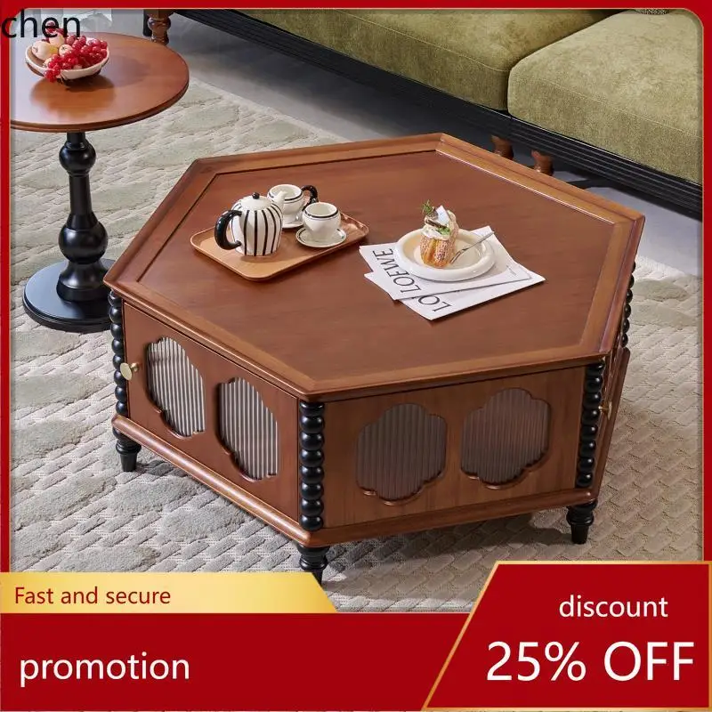 CZ Retro Solid Wood Hexagonal Coffee Table Living Room Side Table Simple Carved Storage Small Table
CZ Retro Solid Wood Hexagonal Coffee Table Living Room Side Table Simple Carved Storage Small Table