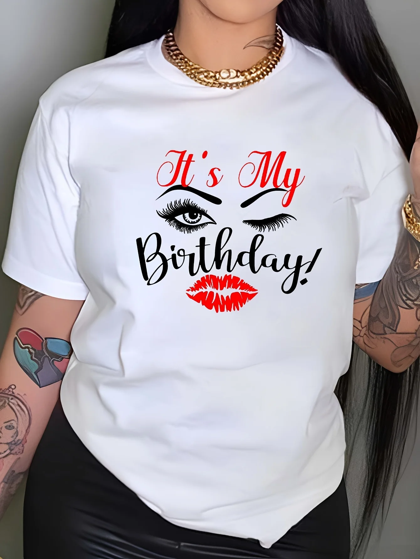 Plus Size Face & Letter Print Short Sleeve Pullover T-shirt, Women's Plus High Stretch Casual Top Crew Neck Clothing
Plus Size Face & Letter Print Short Sleeve Pullover T-shirt, Women's Plus High Stretch Casual Top Crew Neck Clothing