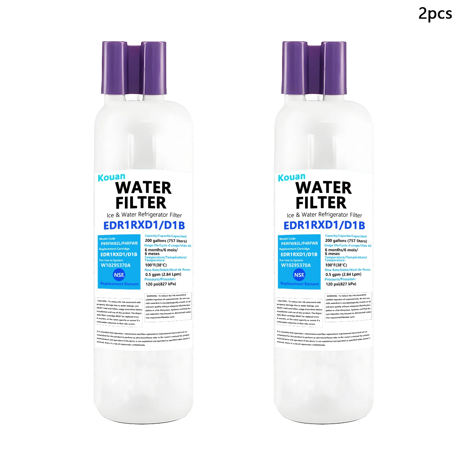 Fridge Water Filter NSF 42 53 401 Reduces Lead Chlorine for LG LT1000P ADQ74793501 MDJ64844601 Kenmore 9980 200 Gallon 2 Pack
Fridge Water Filter NSF 42 53 401 Reduces Lead Chlorine for LG LT1000P ADQ74793501 MDJ64844601 Kenmore 9980 200 Gallon 2 Pack