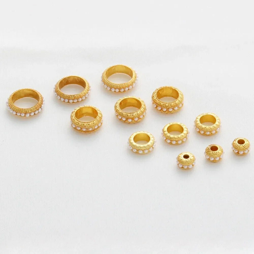 18K Gold Color Matte Gold Inlaid Bead Running Ring Circle Wheel Large Hole Bead Spacer DIY Pearl Bracelet Jewelry Accessories
18K Gold Color Matte Gold Inlaid Bead Running Ring Circle Wheel Large Hole Bead Spacer DIY Pearl Bracelet Jewelry Accessories