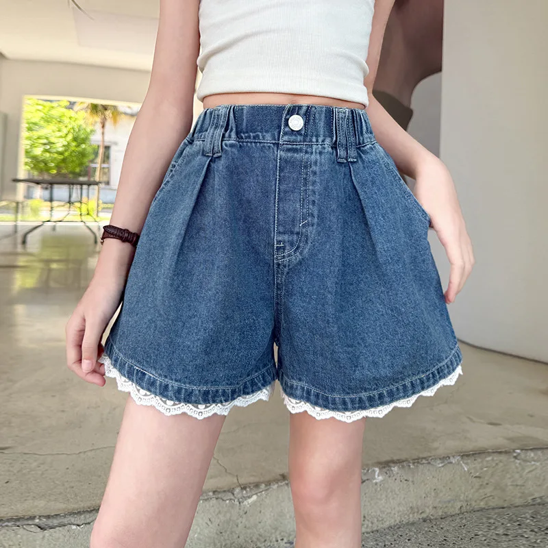 New Summer Children Denim Shorts with Lace Flower for Kids Girl Fashion Lace Mini Shorts Pants 5 7 9 11 13 14 Years
New Summer Children Denim Shorts with Lace Flower for Kids Girl Fashion Lace Mini Shorts Pants 5 7 9 11 13 14 Years
