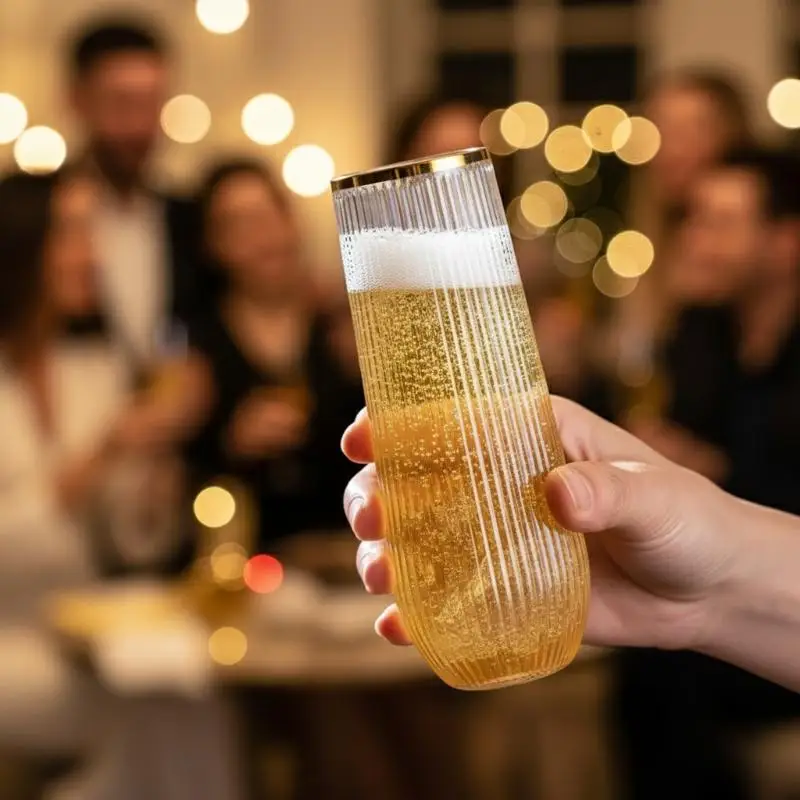 Clear Ribbed Stemless Wine Glasses Plastic 6 Piece Set Shatterproof Cups for Wedding Outdoor BBQ Event Reception
Clear Ribbed Stemless Wine Glasses Plastic 6 Piece Set Shatterproof Cups for Wedding Outdoor BBQ Event Reception