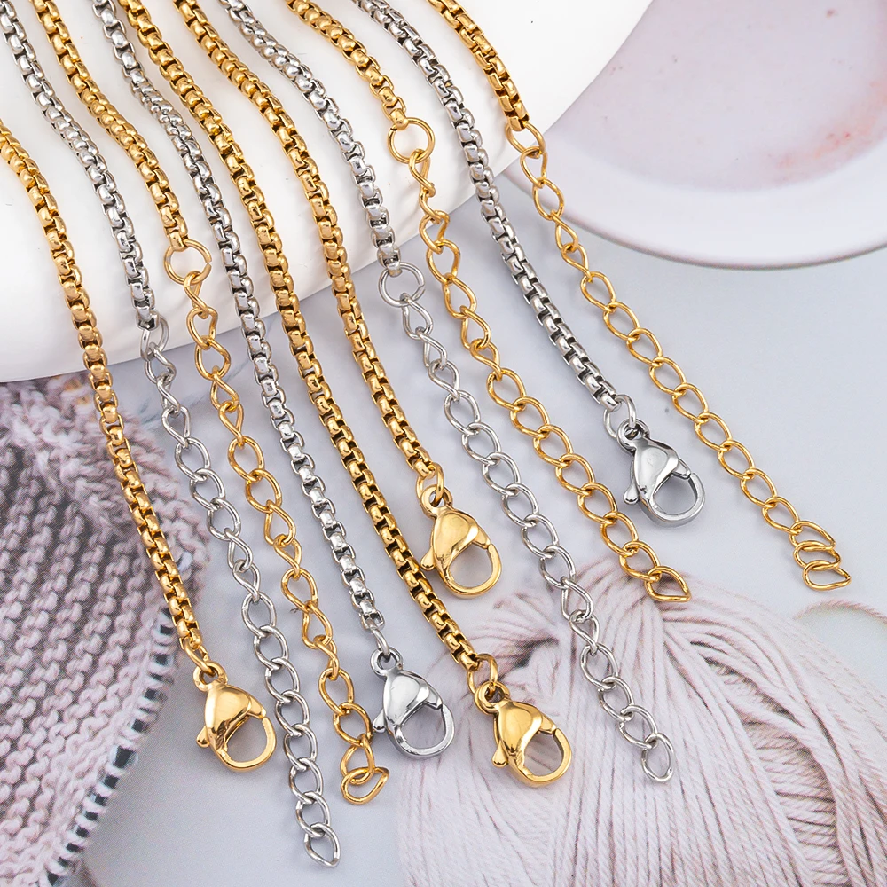 5pcs Stainless Steels Box Chain Necklace Choker Chain 46cm Lobster Clasp Adjustable Chain DIY Jewelry Making Wholesale 
5pcs Stainless Steels Box Chain Necklace Choker Chain 46cm Lobster Clasp Adjustable Chain DIY Jewelry Making Wholesale