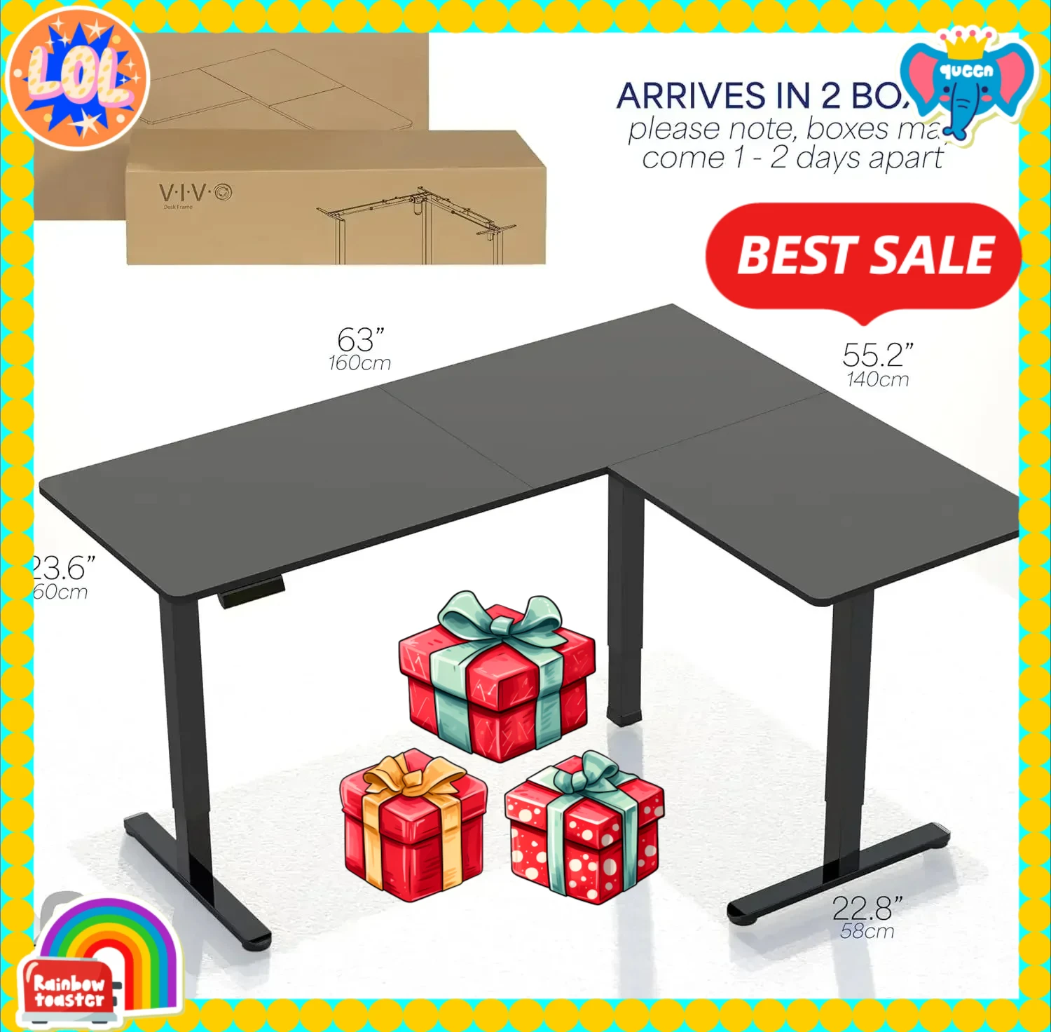 Бестселлер: Электрический регулируемый по высоте угловой стол-трансформер 63 x 55 дюймов, столешница из светлого дерева, белая рама, L-образный стол для работы стоя
Бестселлер: Электрический регулируемый по высоте угловой стол-трансформер 63 x 55 дюймов, столешница из светлого дерева, белая рама, L-образный стол для работы стоя