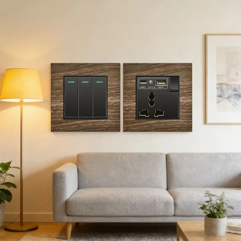 UK 18W Type-C Quick charge Dual Power Outlet,220V Electrical Wall Light Switch,Universal Retro Wood Grain Electrical USB Socket
UK 18W Type-C Quick charge Dual Power Outlet,220V Electrical Wall Light Switch,Universal Retro Wood Grain Electrical USB Socket