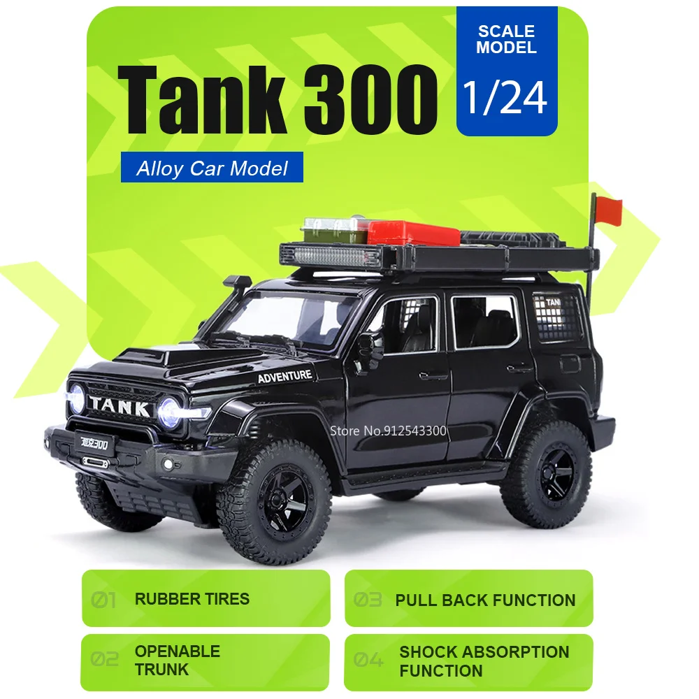 1:24 Tank 300 Modified Version Car Model Toy Doors Opened Shock Absorption Models Pull Back Vehicle for Collectors Birthday Gift
1:24 Tank 300 Modified Version Car Model Toy Doors Opened Shock Absorption Models Pull Back Vehicle for Collectors Birthday Gift