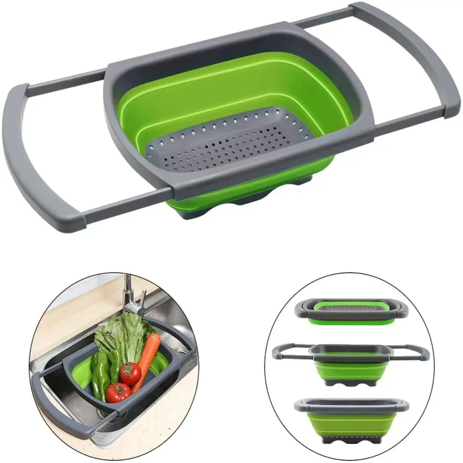 Foldable Fruit Vegetable Washing Basket Strainer Silicone Colander Collapsible DrainerBasket With Handle Kitchen Storage Tools
Foldable Fruit Vegetable Washing Basket Strainer Silicone Colander Collapsible DrainerBasket With Handle Kitchen Storage Tools