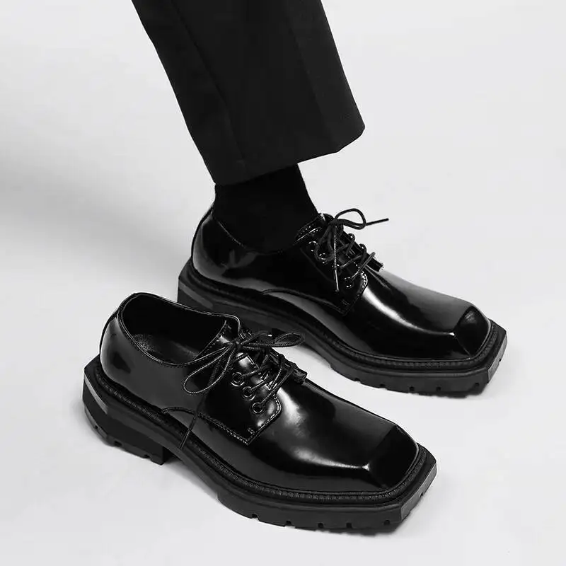 New square head Leather Shoes women Casual Men Formal Dress Thick Bottom Loafers Lace-up Black British Business Work Shoes 44
New square head Leather Shoes women Casual Men Formal Dress Thick Bottom Loafers Lace-up Black British Business Work Shoes 44