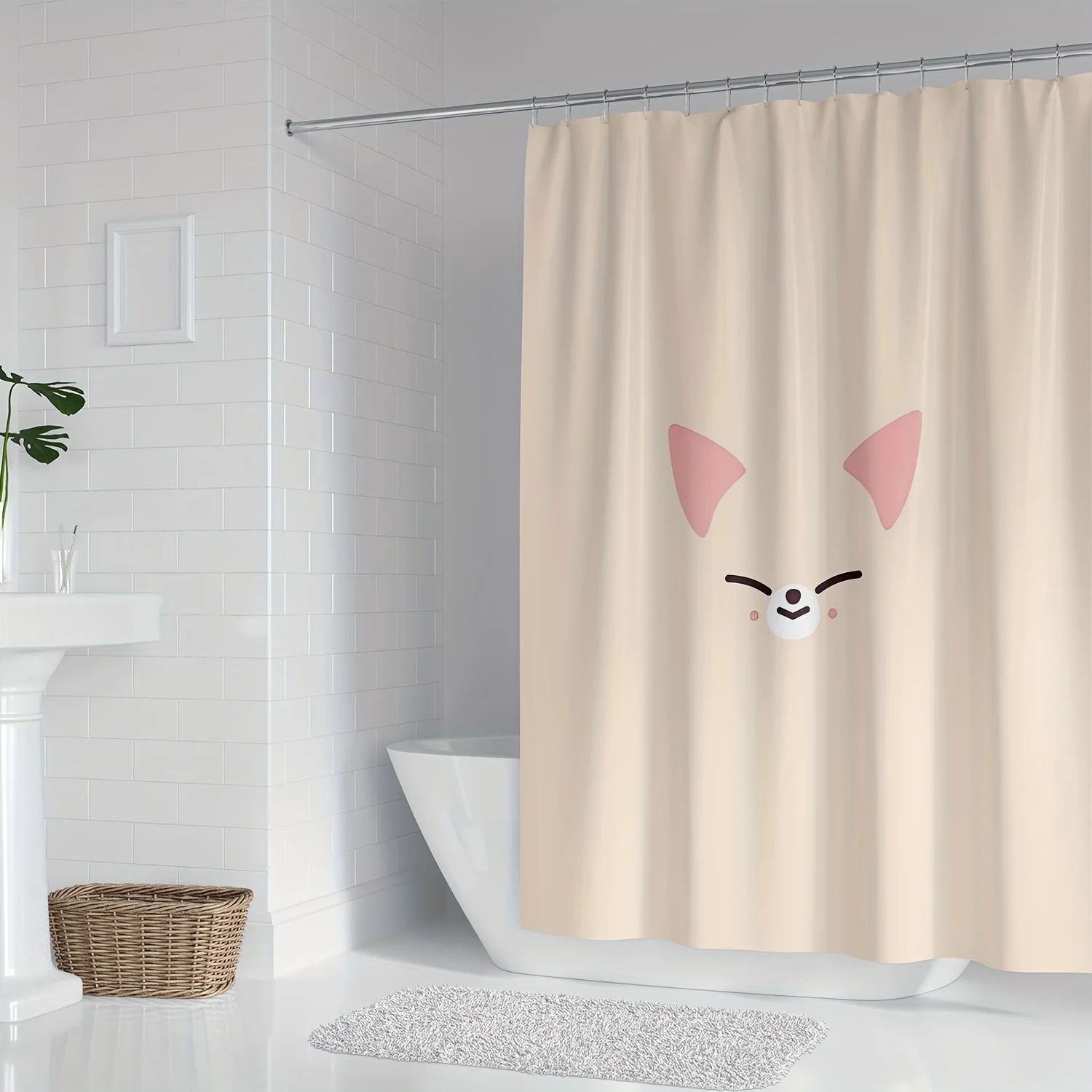 Adorable Cartoon Animal Face Bath Drape, Polyester Knit Weave, Machine Washable, Includes Hooks, Arts-Inspired Bathroom Decor
Adorable Cartoon Animal Face Bath Drape, Polyester Knit Weave, Machine Washable, Includes Hooks, Arts-Inspired Bathroom Decor