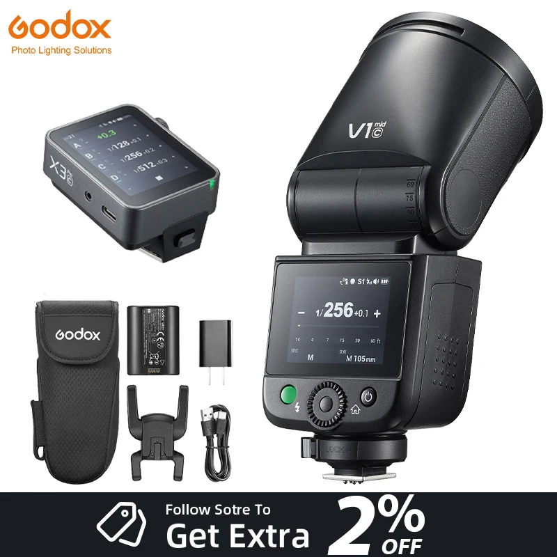 GODOX V1 mid Speedlite With X3 X3PRO Li-ion Round Head Camera Flash TTL Wireless Speedlight For Canon Sony Nikon Fuji Olympus
GODOX V1 mid Speedlite With X3 X3PRO Li-ion Round Head Camera Flash TTL Wireless Speedlight For Canon Sony Nikon Fuji Olympus