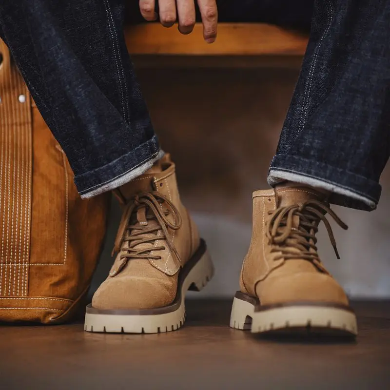 Maden Men's Cow Suede High-Top Boots Lace-Up Ankle Boots Chunky Round Toe Work Desert Boots for Fall Winter Casual Shoes
Maden Men's Cow Suede High-Top Boots Lace-Up Ankle Boots Chunky Round Toe Work Desert Boots for Fall Winter Casual Shoes