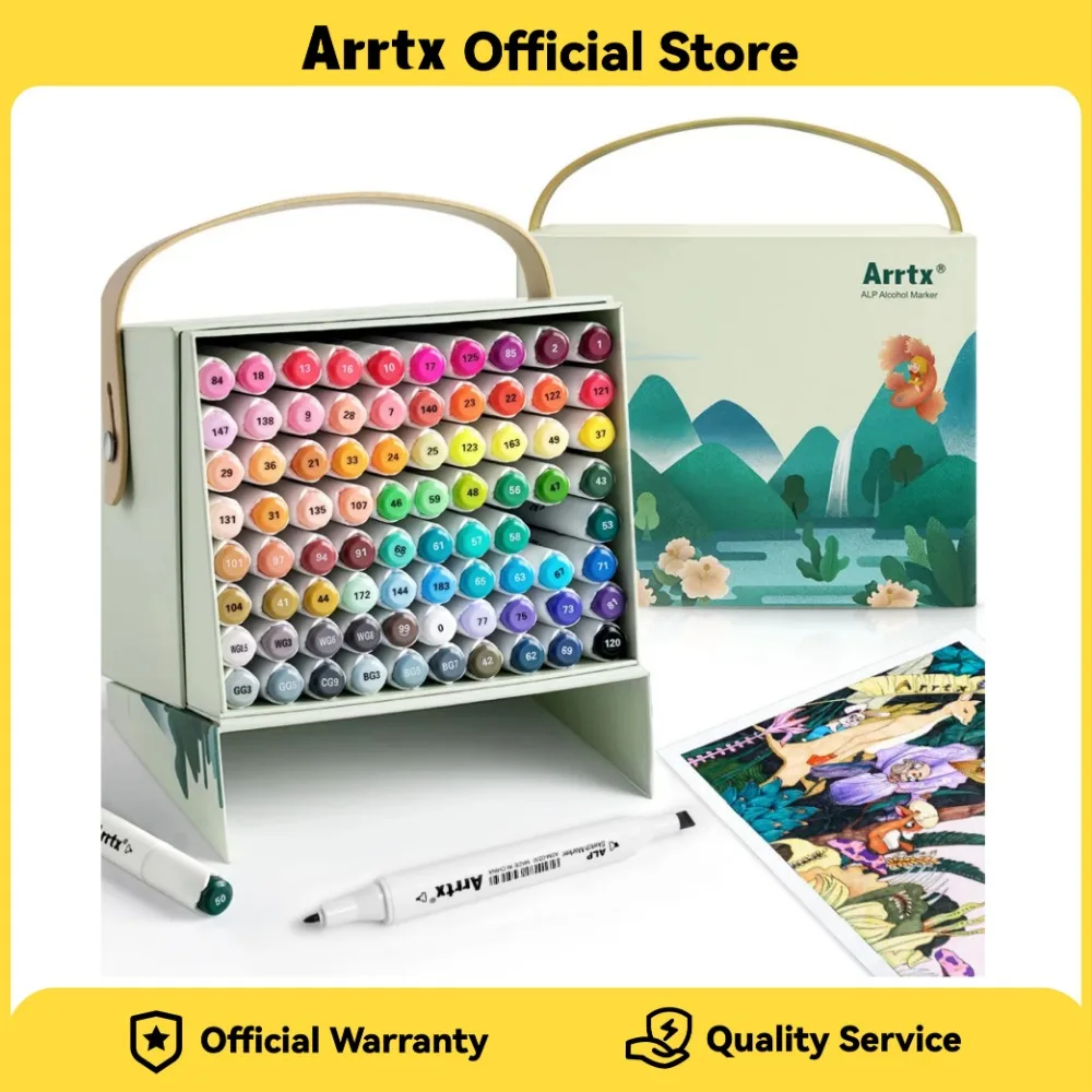 Arrtx Alcohol Markers ALP 80/90 Colors Dual Tips Permanent Drawing Art Markers for Artists Adult Coloring Illustration Design
Arrtx Alcohol Markers ALP 80/90 Colors Dual Tips Permanent Drawing Art Markers for Artists Adult Coloring Illustration Design