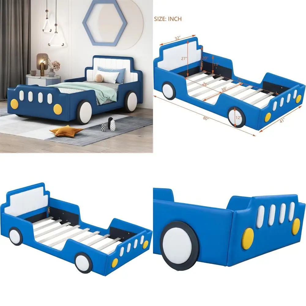 Двуспальная кровать-платформа из искусственной кожи в стиле гоночного автомобиля с колесами для мальчиков, матрас не входит в комплект.
Двуспальная кровать-платформа из искусственной кожи в стиле гоночного автомобиля с колесами для мальчиков, матрас не входит в комплект.