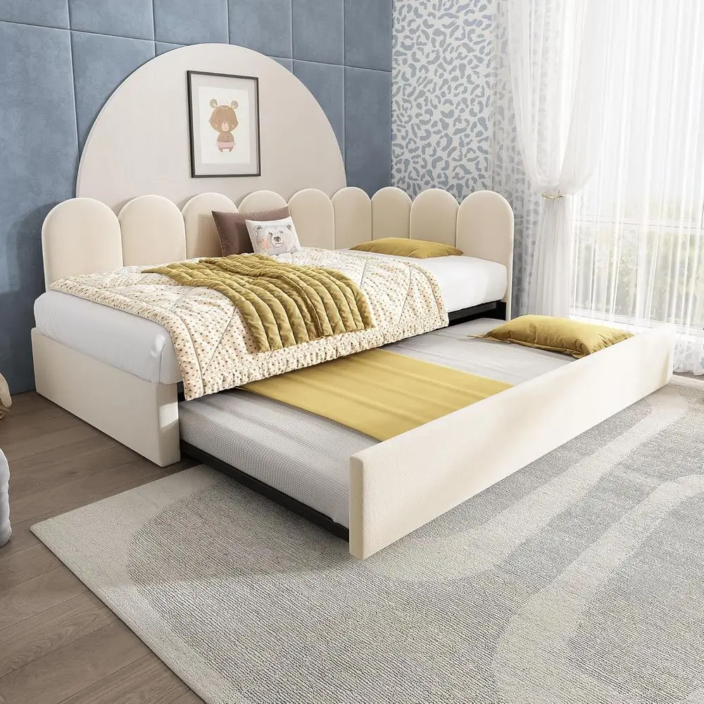 Twin Size Velvet Daybed with Pull-Out Bed, Suitable for Adults and Children, Metal Slatted Base, Beige (Mattress Not Included)
Twin Size Velvet Daybed with Pull-Out Bed, Suitable for Adults and Children, Metal Slatted Base, Beige (Mattress Not Included)