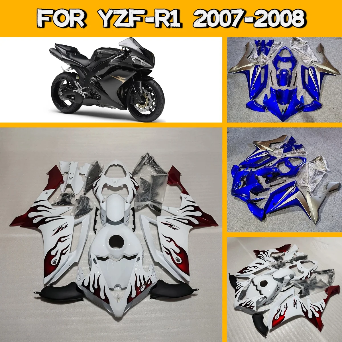 2007 2008 YZF R1 Plastic Fairings Cover Perfect Fit for 07 08 Yamaha YZFR1 Motorcycle Bodywork Fairing Kit
2007 2008 YZF R1 Plastic Fairings Cover Perfect Fit for 07 08 Yamaha YZFR1 Motorcycle Bodywork Fairing Kit